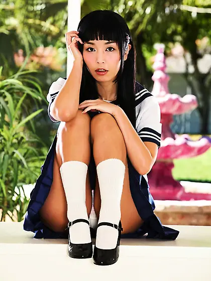 Japanese schoolgirl showing tiny