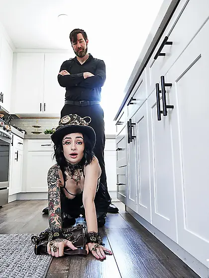 Tiny brunette Stevie Moon gets boned in the living room