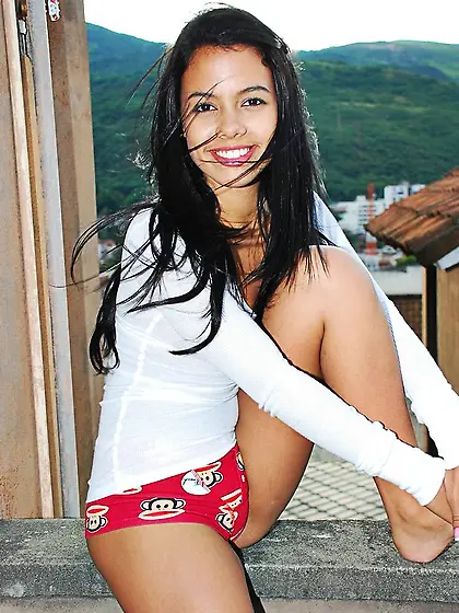 Great looking brunette Gigi Spice taking undies off and showing