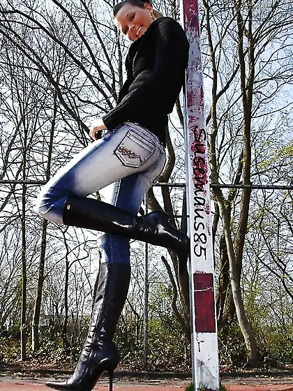 jeans and high heels