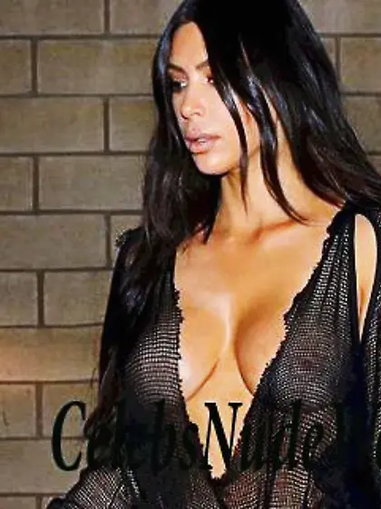 Kim Kardashian Braless In Sheer Top