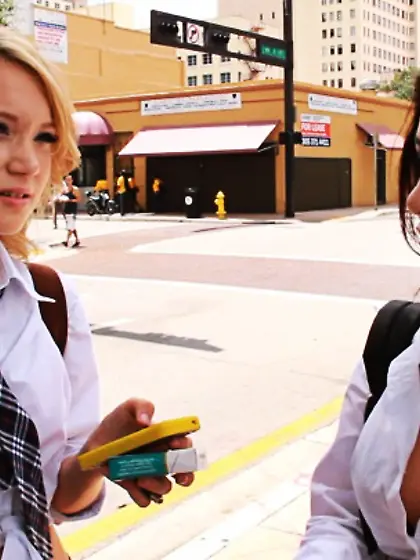 Lesbian fucks straight