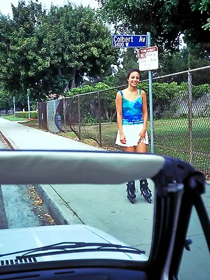 Horny teen chick Sammy Stone strips outdoors and shows us her ha