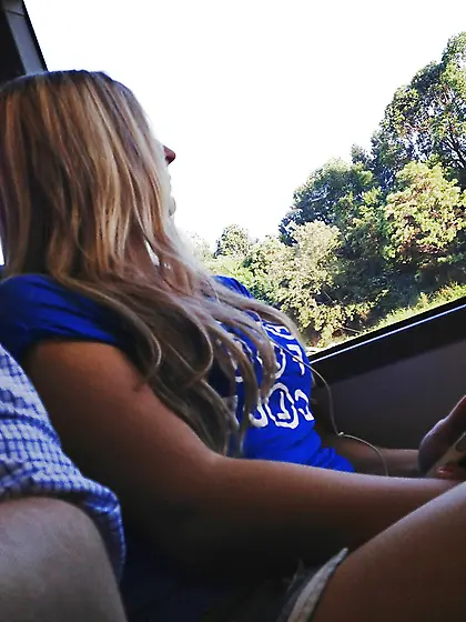 Sexy blondie in super-hot trousers