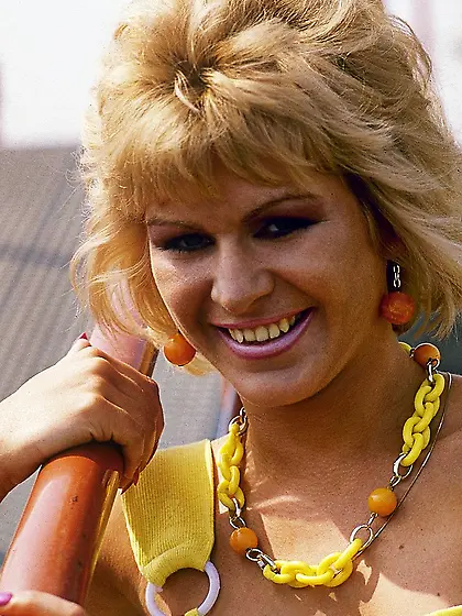 Sexy blonde yellow dress