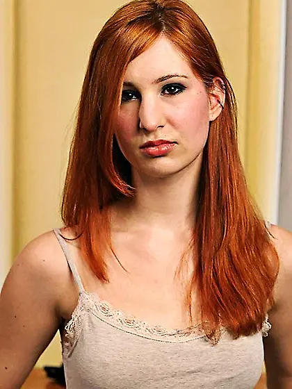 Cute redhead waxed table