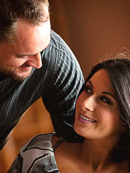 Nikki Daniels takes her sexy dress off and gives her lover an am