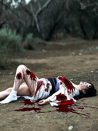 Kimono Girl Gunshot Gore (AI)