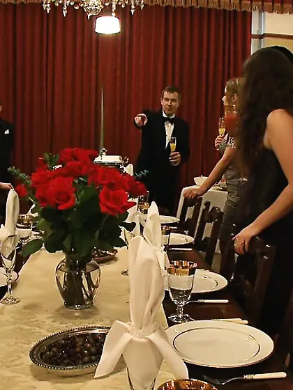 Dinner guests dressed divinely