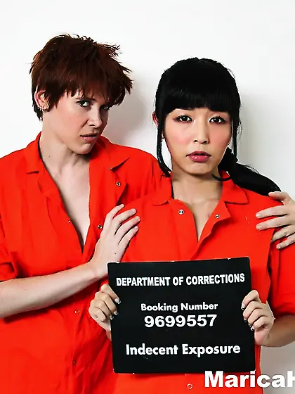 Orange jumpsuit asian prisoner