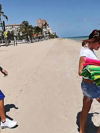 Big meloned Lee Madison in super sexy white bikini gets slammed