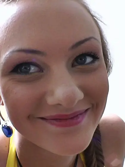 Cute blonde angel happy