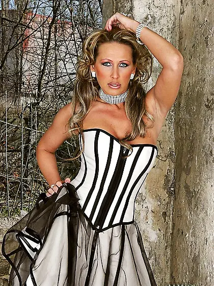 Mandy Bright takes her slutty white dress off and gets fucked by