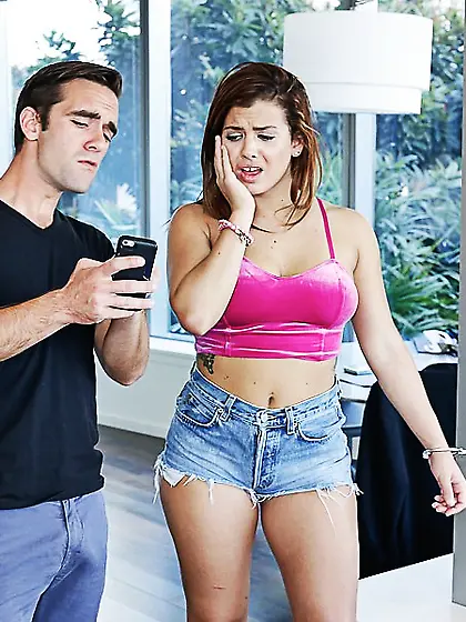 Busty baby sitter lets