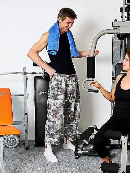 Horny fitness instructor fucked