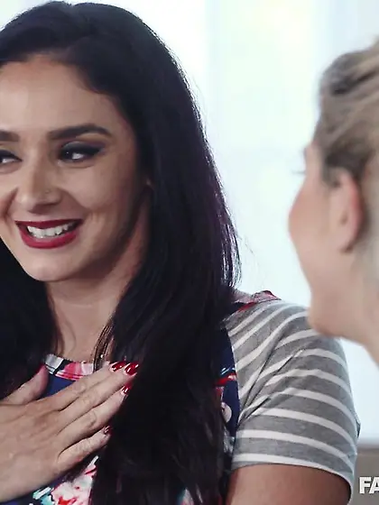 Amazing family threesome for a young tiny...