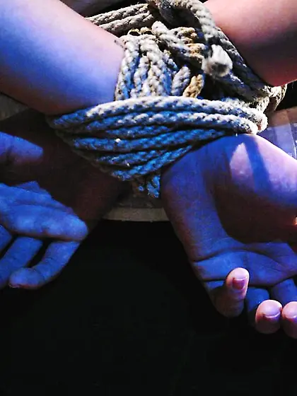 Tied brunette waxed dungeon