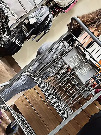 Candid PAWG shopping with mom insane ass and VPL