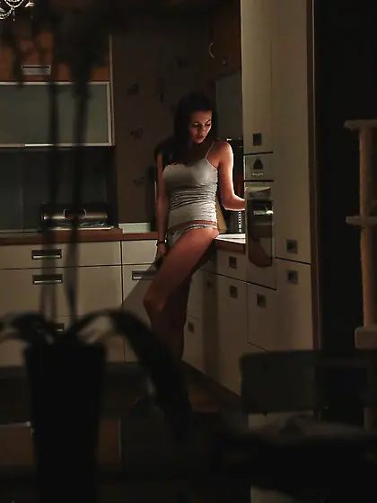 Dark-haired hottie with a perfect body gets fucked on a big whit