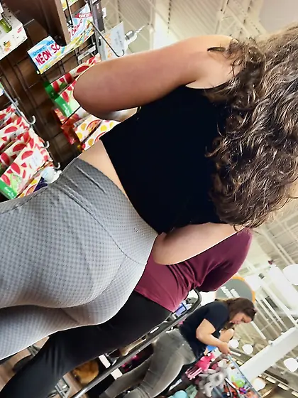 Candid PAWG shopping with mom insane ass and VPL
