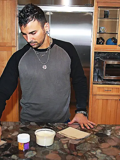 Big breasted ebony slut Alix Amillian strips her white lingerie