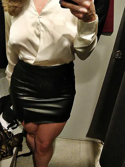 Blonde slut wife in changing room