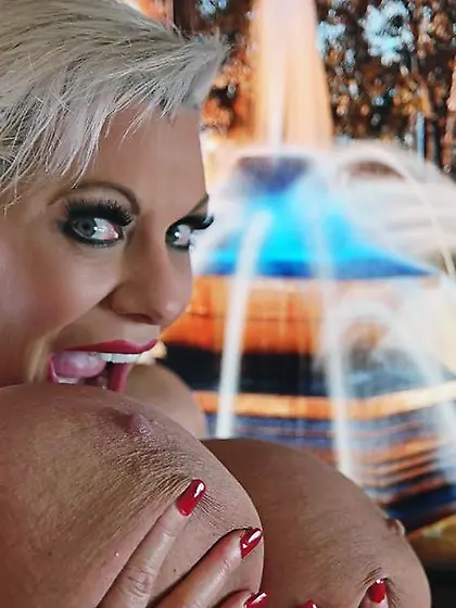 White dress busty blonde