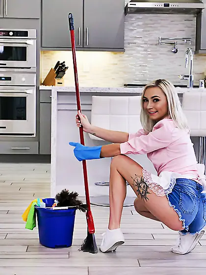 Teen takes a chore break to fuck a black...