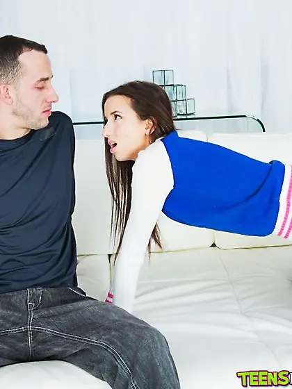 Truly big dick fills her mouth and she is happy for it,  too