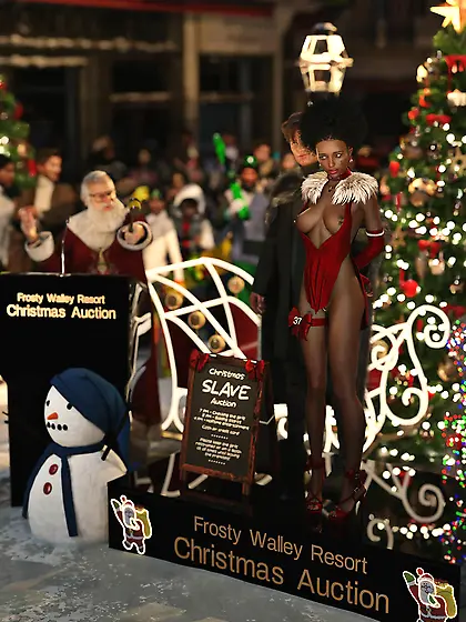 Black girl for sale at Christmas Slave Auction