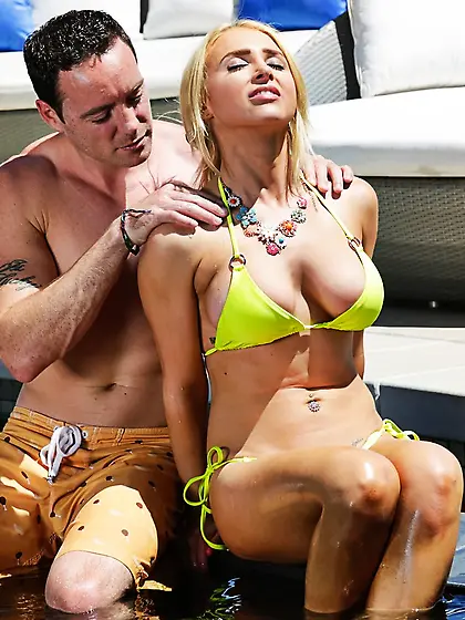 Sexy girl shows her pussy as she is touching herself and his D