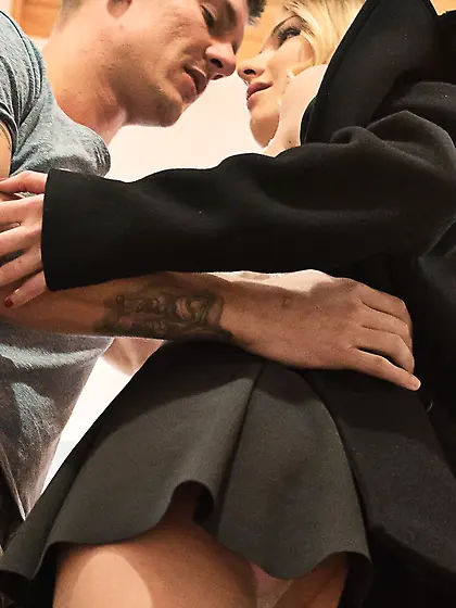 Blonde takes cock in a sexy way and she moans with him inside