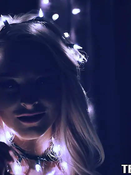 Long-haired slim blondie enjoys