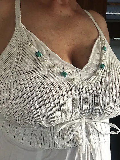 My wife CIM shows her new white without bra