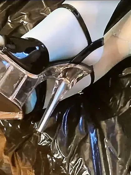 Clear Sandals,  Turquoise Stockings