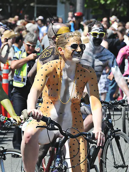 Festival nude cyclist