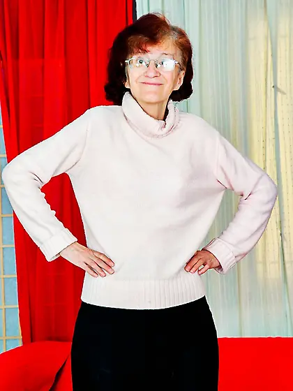 Redhead granny sheds white