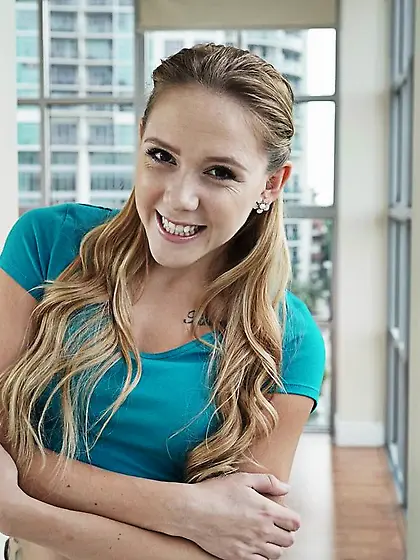 Perky,  tiny blonde shows her tits and gets fucked by a chubby ol