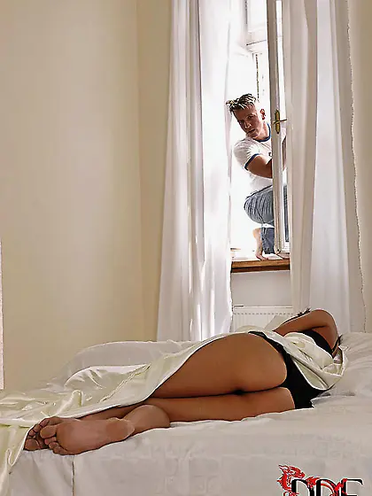 Lovely blonde Chelsey Lanette is caught taking selfies and recei