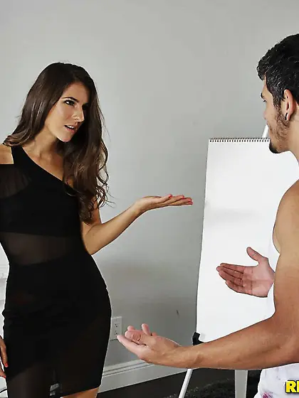 Brunette body painting