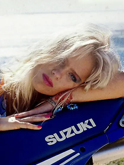 Blonde hottie wearing blue