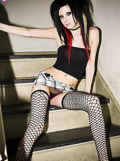 Emo goth slut strips