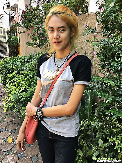 Slender Asian girl with blonde hair creampied after nice sex on