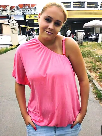 Man is touching the melons of Paris Sweet and fucking her mouth