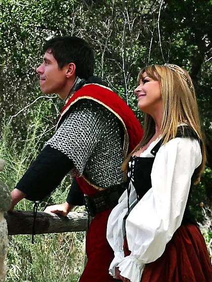 Fantasy-style fucking session in the woods with a fair-haired ma