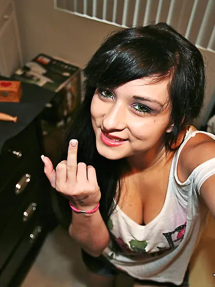 Amateur dark haired teen