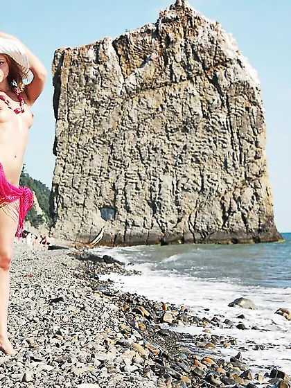 Rocks,  sea and a girl