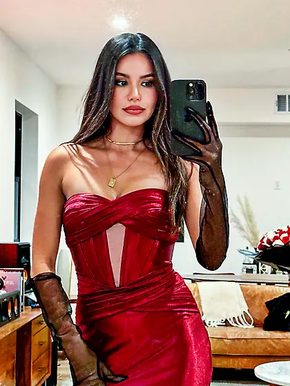 Madison Grace Reed gorgeous in a red dress