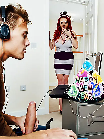 Sex with big-cocked young man is the best New Year gift for full