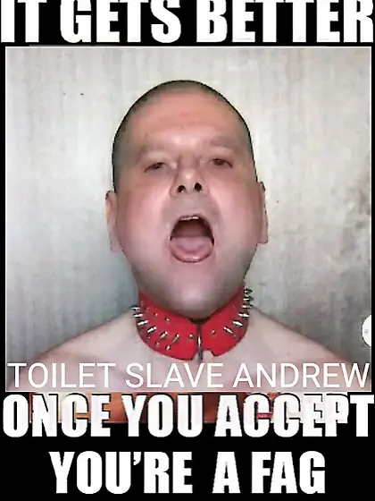 gay cocksucker Andrew with open mouth